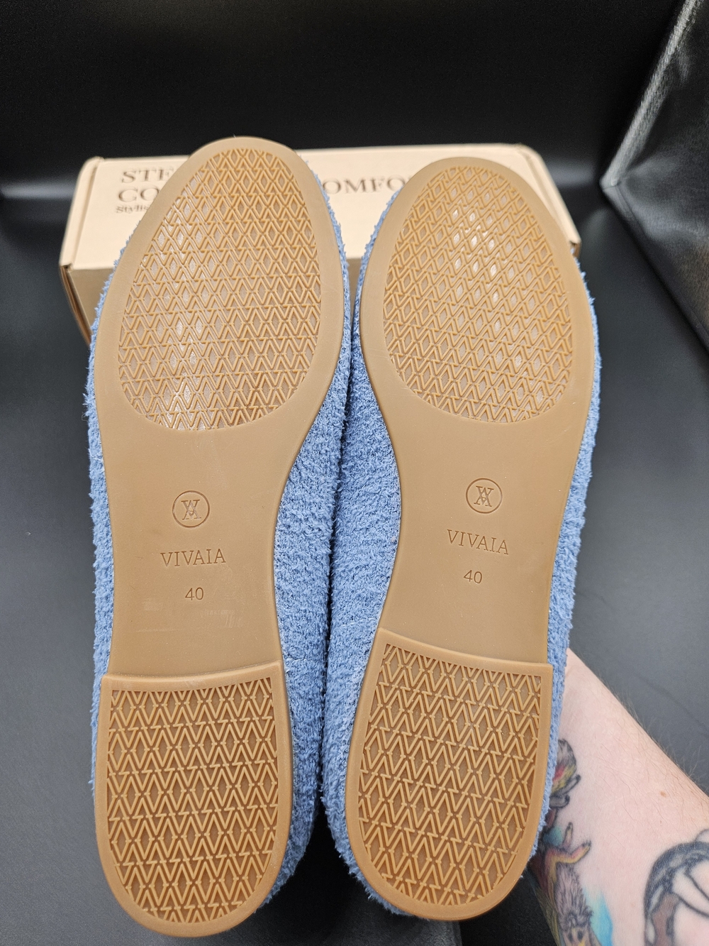 VIVAIA Audrey Blue Terry Knit Flats Cat Pumpkin Embroidery EU 40 / US 9 Soft - Picture 5 of 10